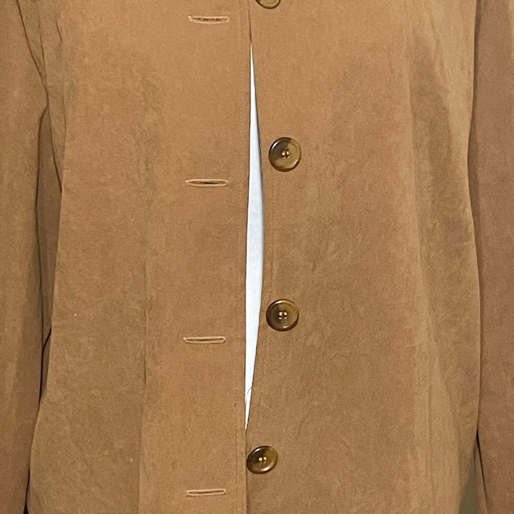 Briggs New York Petite Women's Tan Blazer, Suede like Feeling but Lightweight. - Picture 4 of 13
